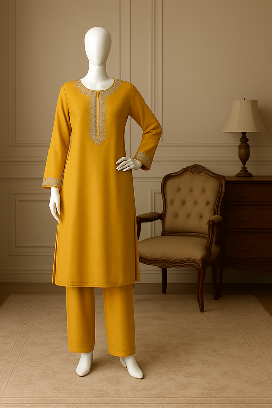 Mustard Yellow Embroidered 2-Piece Unstitched Suit – Warm, Radiant & Effortlessly Stylish